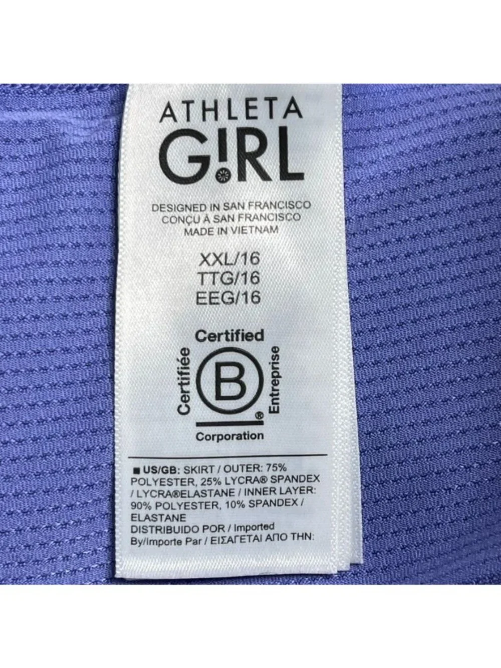 Athleta Girl Goal Getter Skort Purple Blue Size XXL 16 Activewear Athletic Tenni